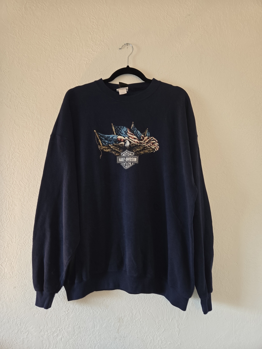 Harley-Davidson Navy Blue Eagle & Flag Crewneck Sweatshirt